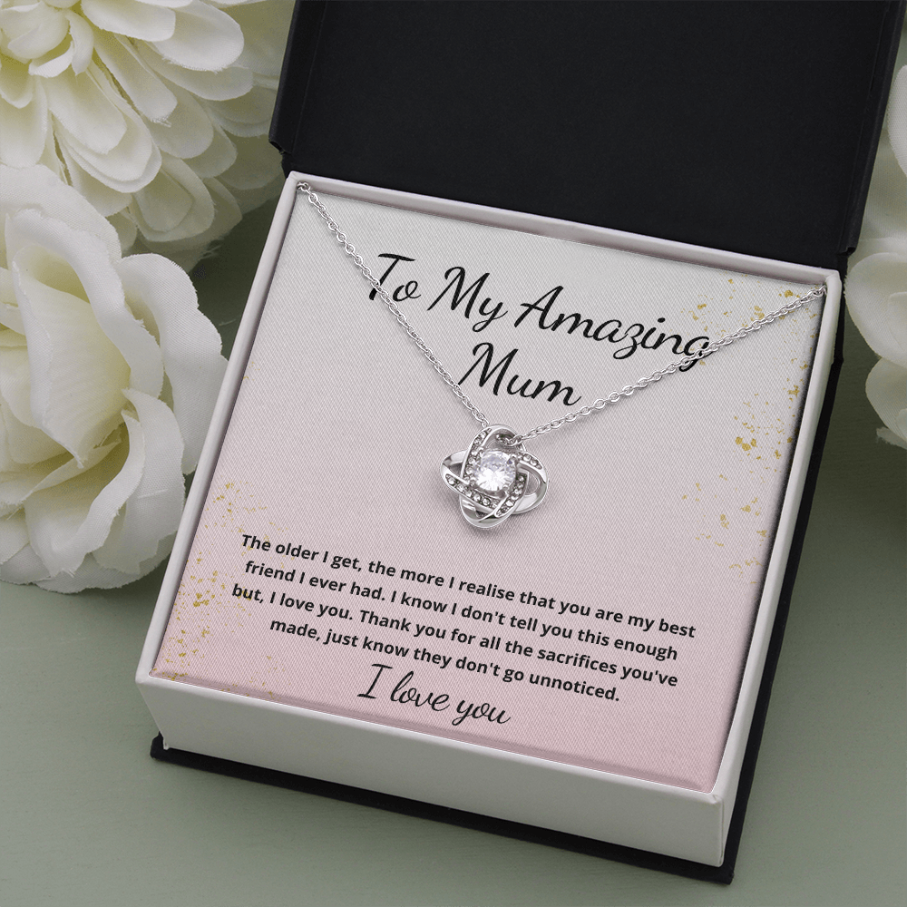 To My Amazing Mum Love Knot necklace