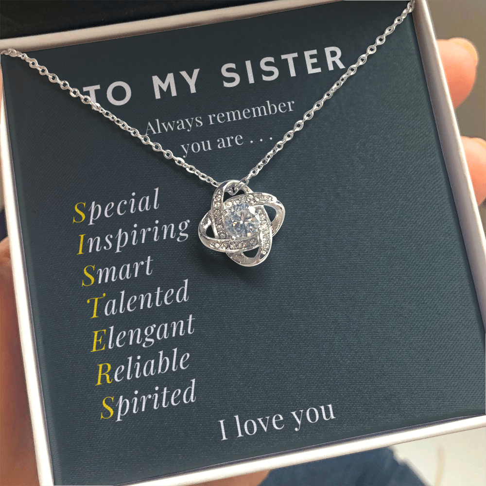 Love Knot Sister Sibling necklace gift