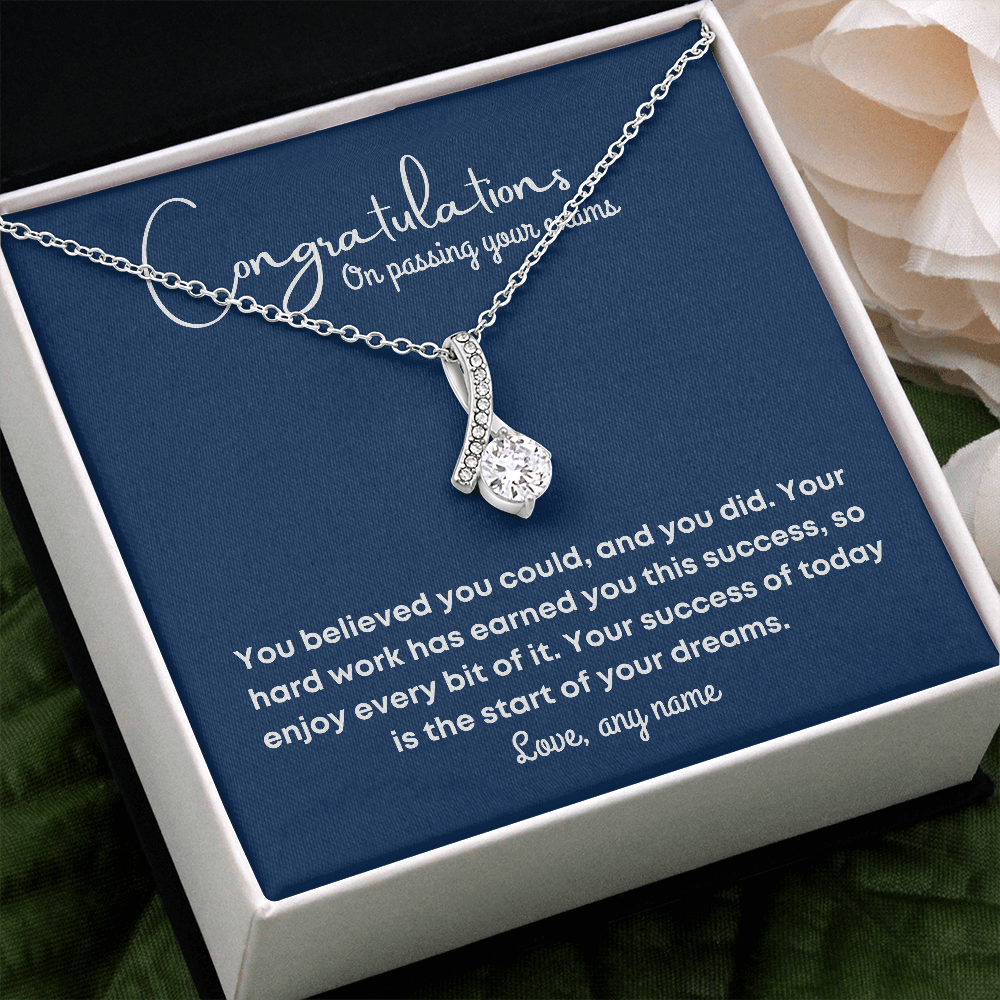Personalized passing exams necklace for best friend, niece, daughter