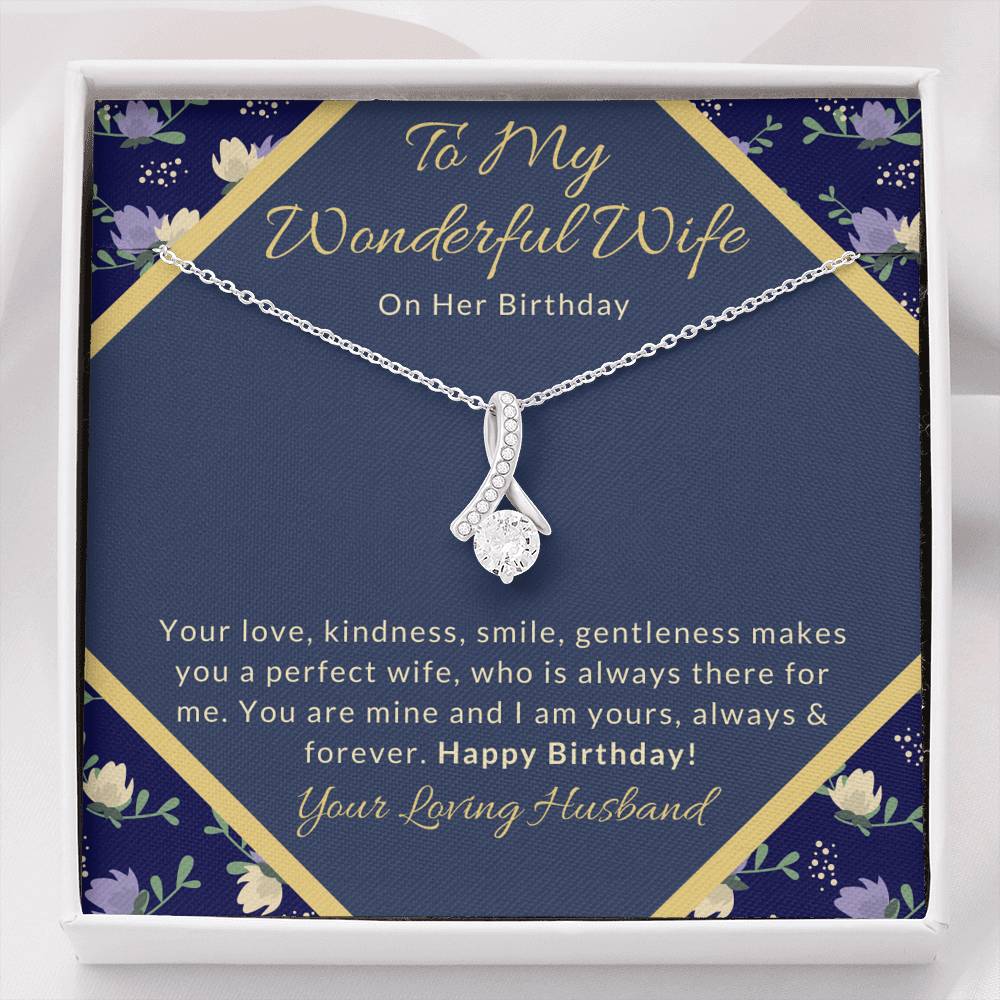to my wonderful wife birthday necklace petite ribbon