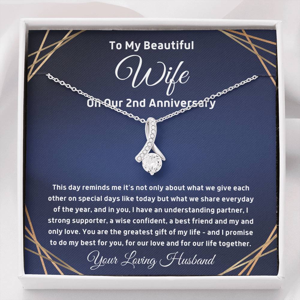 petite ribbon 2nd anniversary to my wife gift