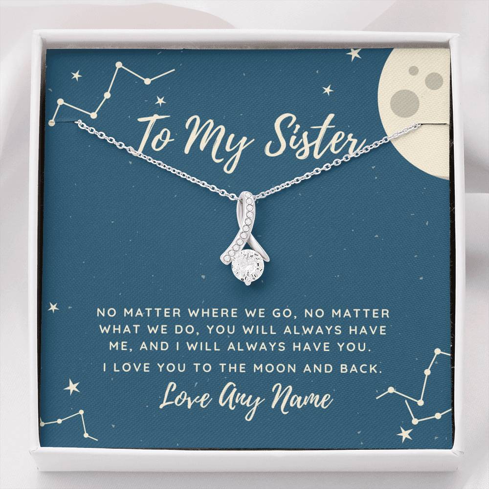 Sister petite ribbon necklace Moving away gift