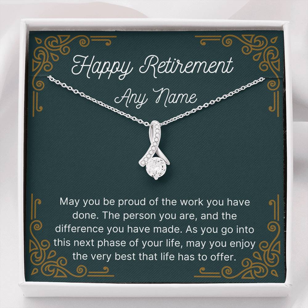 Personalized Happy Retirement alluring beauty necklace