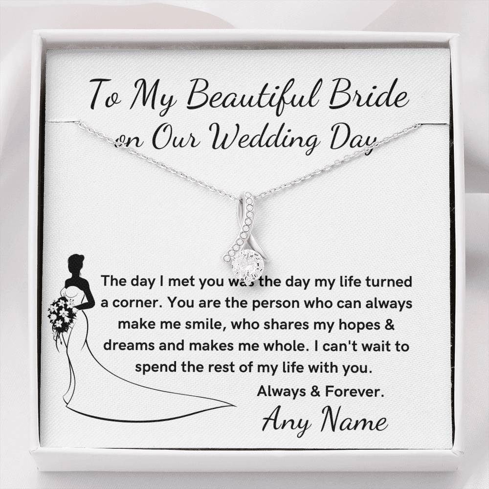 Personalized Bride Alluring necklace on our wedding day