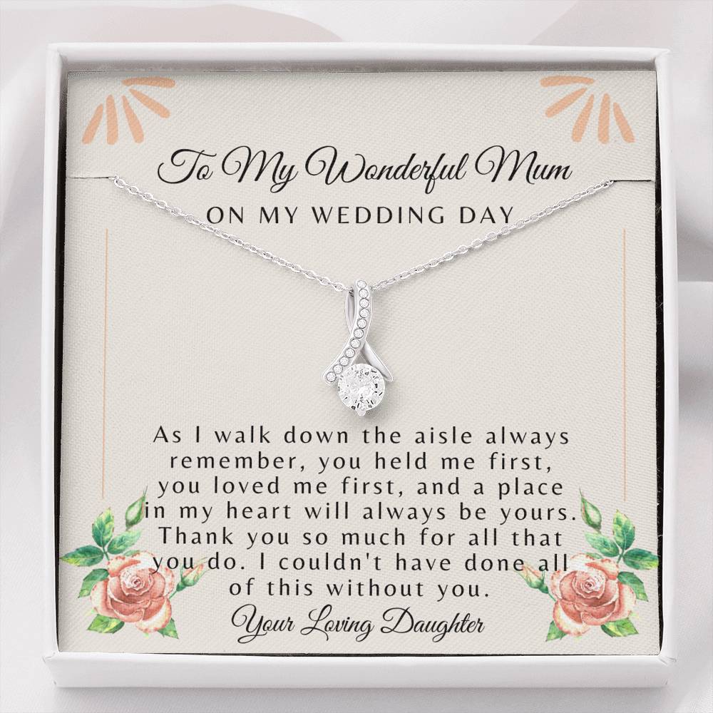 To My mom on my wedding day petite ribbon necklace