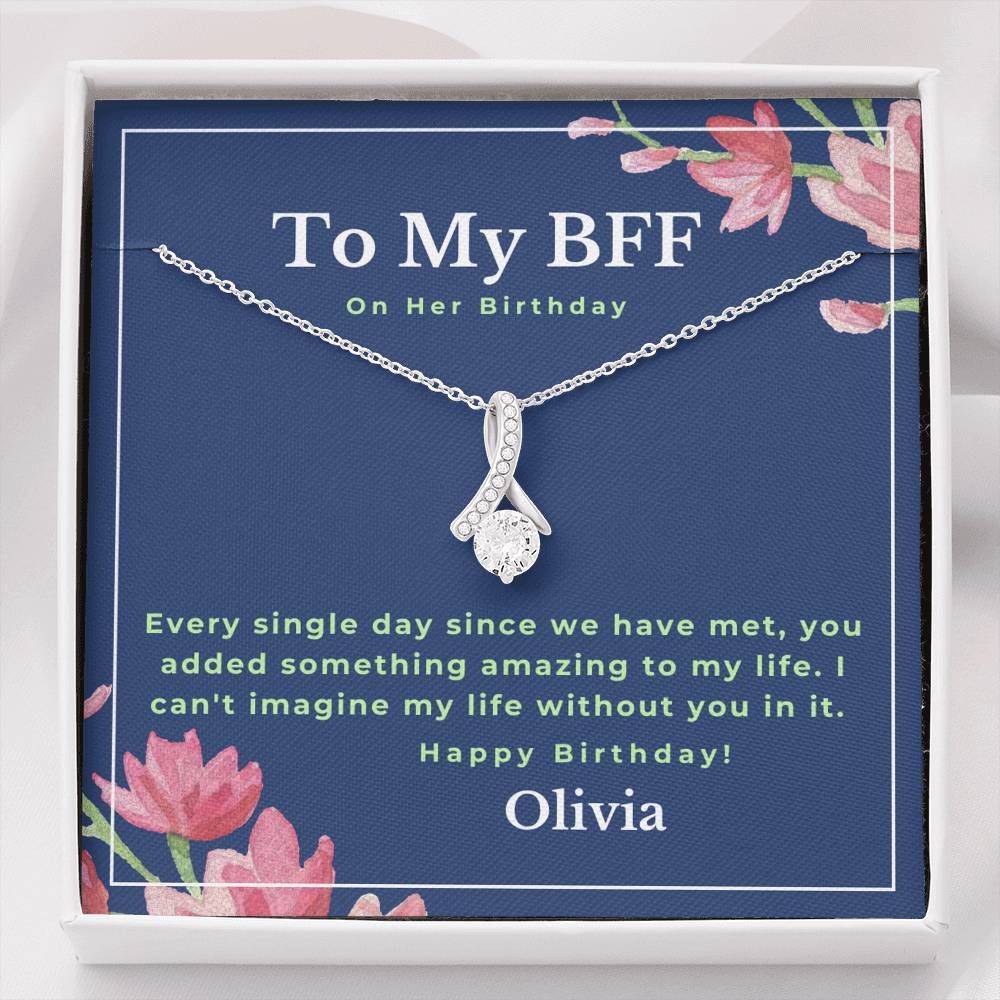petite ribbon BFF birthday necklace
