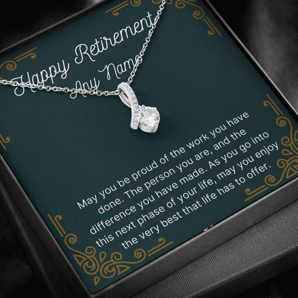 Personalized Happy Retirement alluring beauty necklace