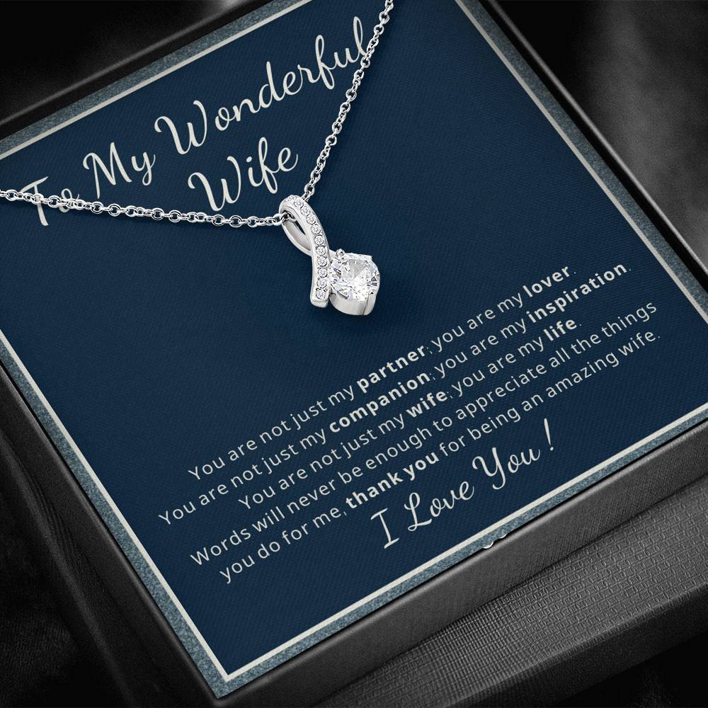 petite ribbon wife necklace Christmas Valentines day gift for Wife