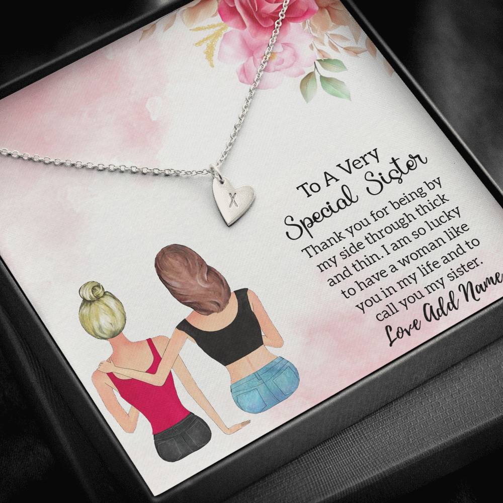 initial personalized to a very special sister necklace