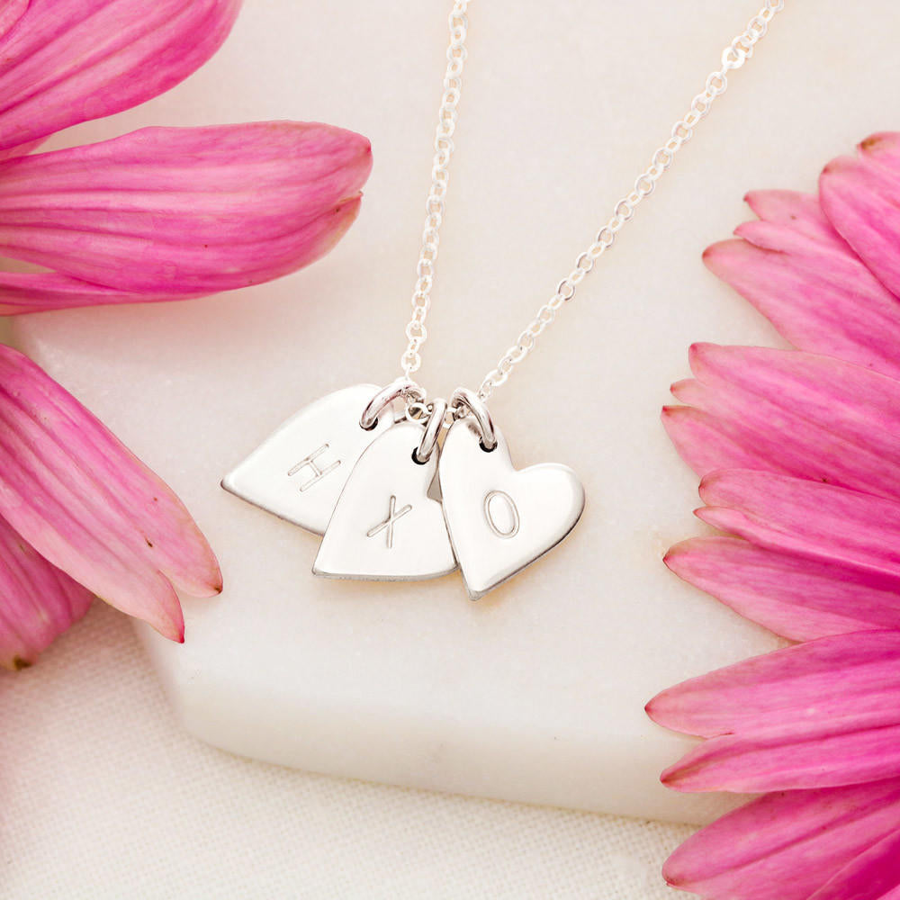 Personalized sister long distance heart necklace