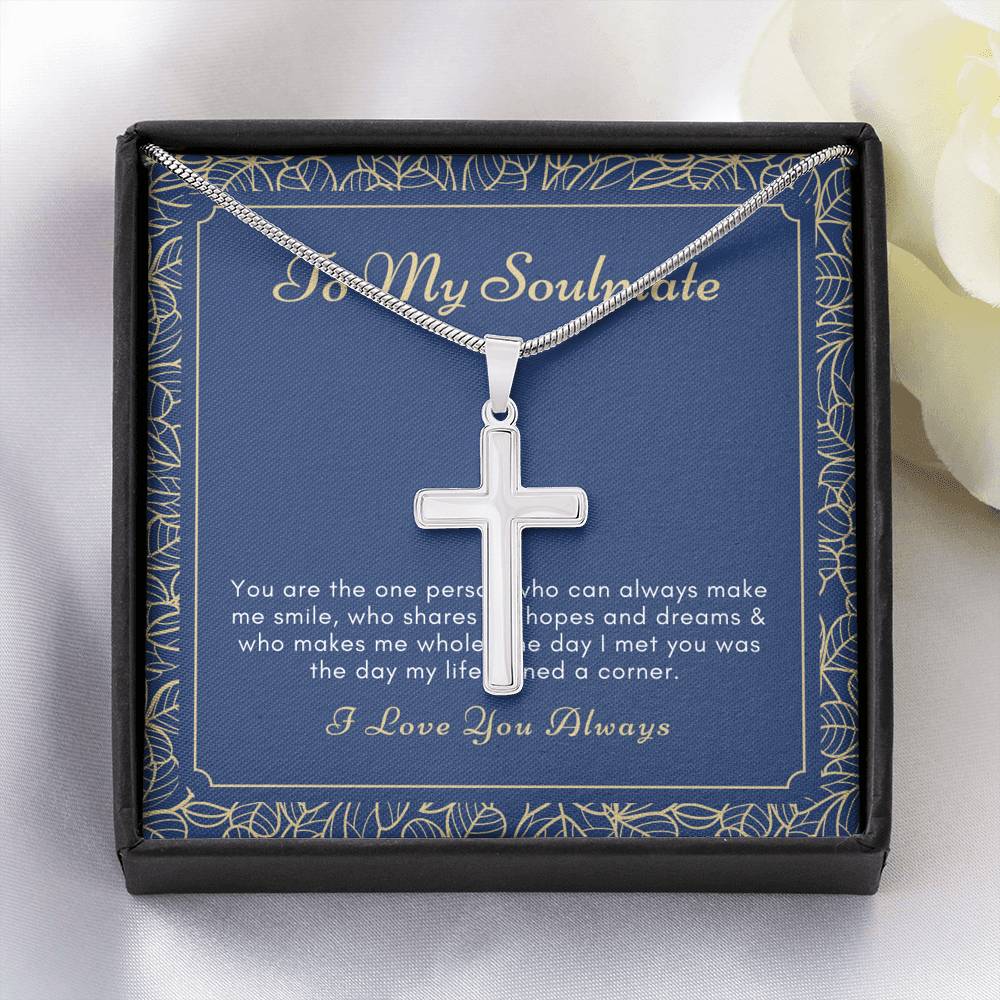 To My Soulmate Cross necklace