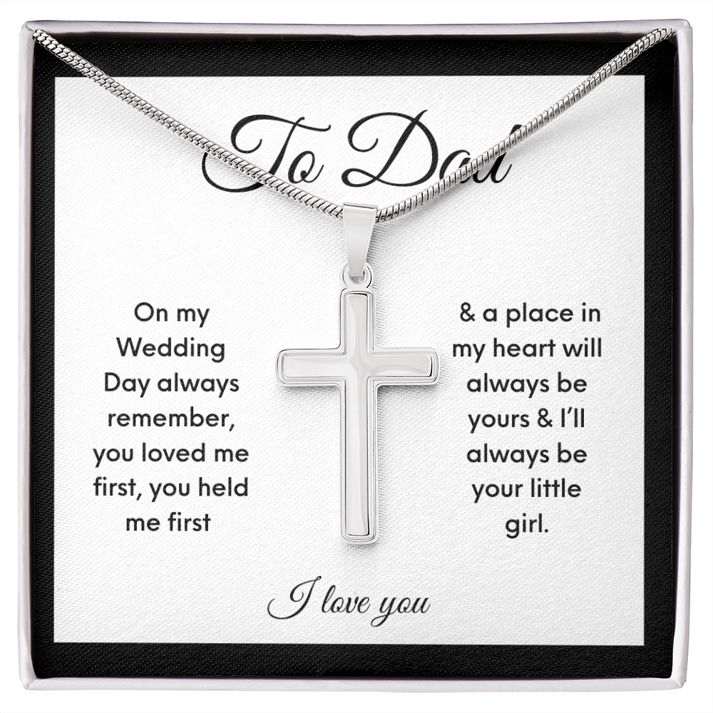 father of the bride, I'll always be your little girl cross necklace gift