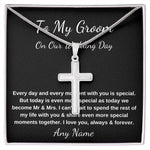 artisan-crafted Stainless Steel Cross Necklace for Groom gift from bride