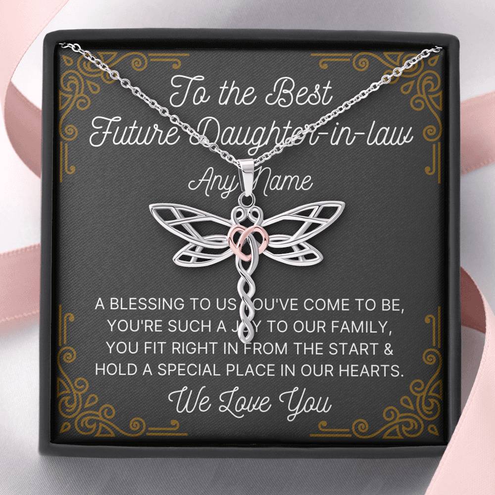 Personalized Future Daughter in law Dragonfly necklace