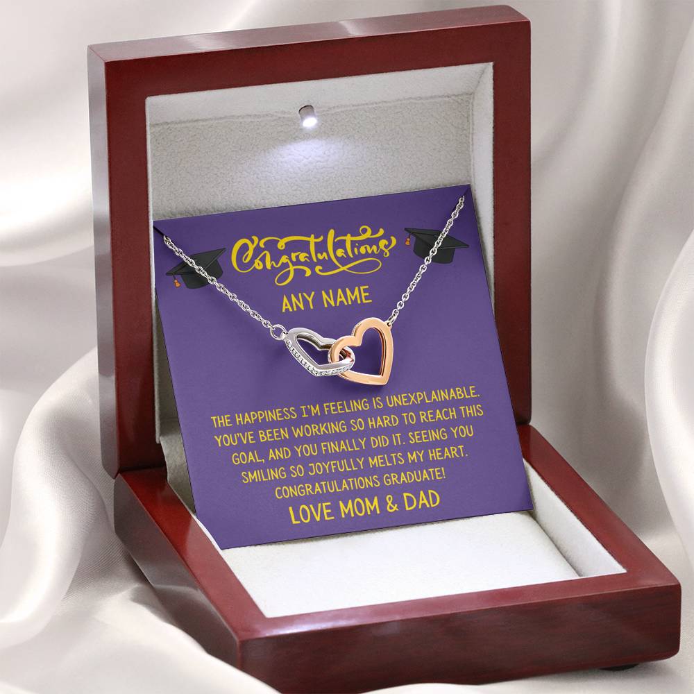 Personalised Daughter Graduation two hearts necklace