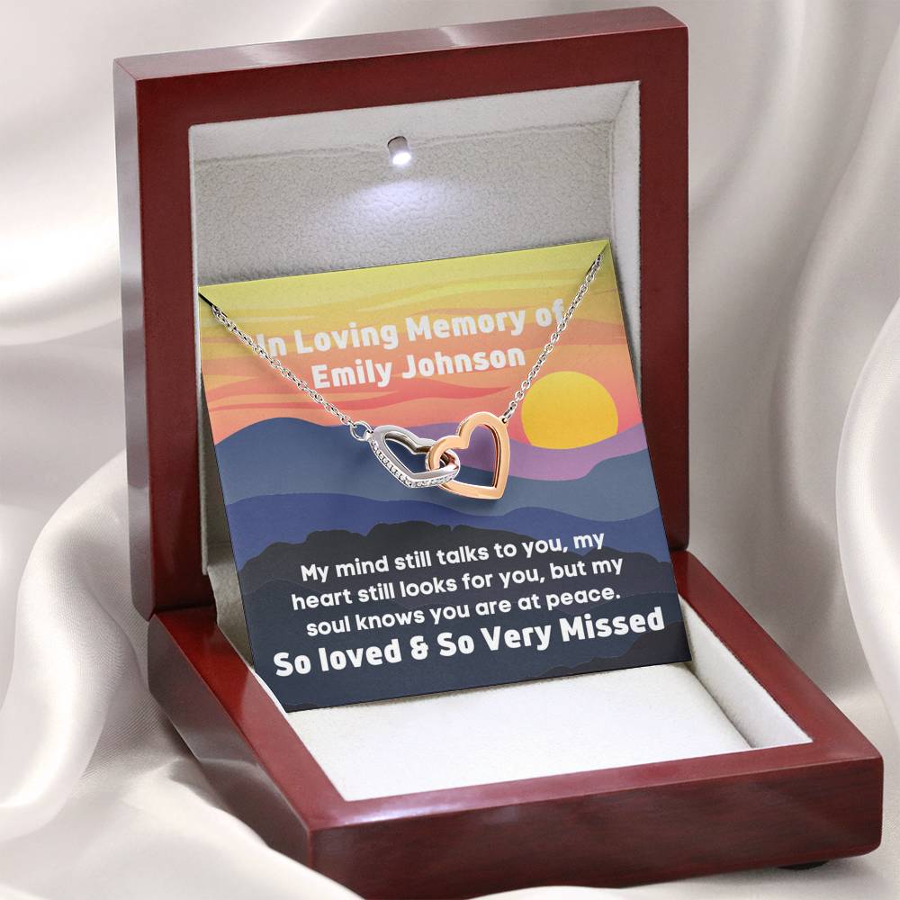 Personalised In loving Memory of, Sympathy Two Heart Necklace