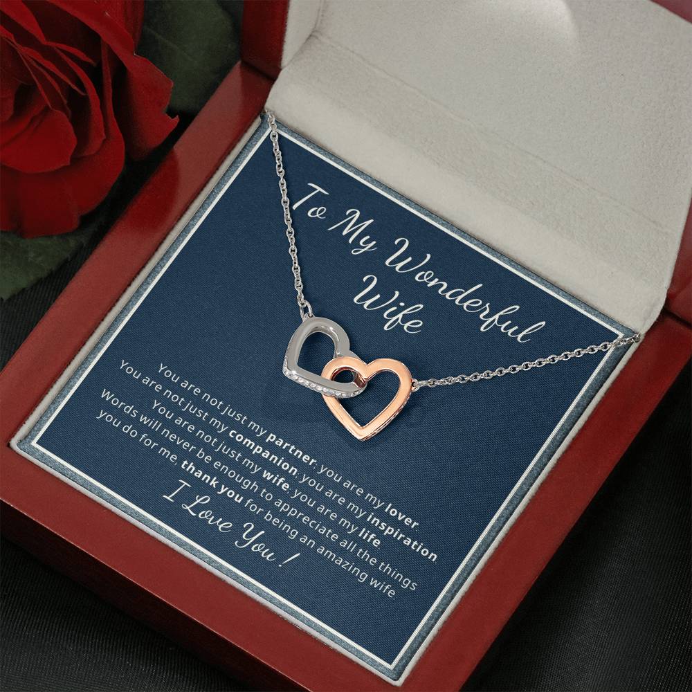 To My Wife Christmas Valentines day Birthday heart necklace gift