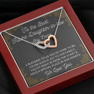 Personalized Future Daughter in Law Interlocking Hearts Necklace