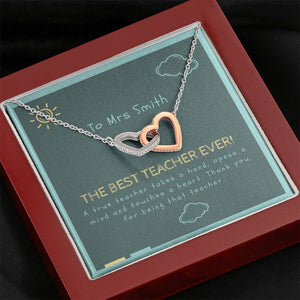 Personalized Best Teacher Gift interlocking heart Necklace