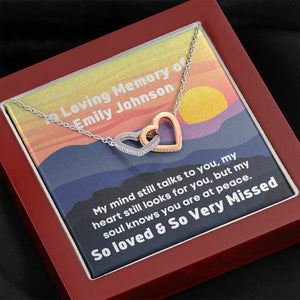 Personalised In loving Memory of, Sympathy Two Heart Necklace