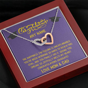 Personalised Daughter Graduation two hearts necklace