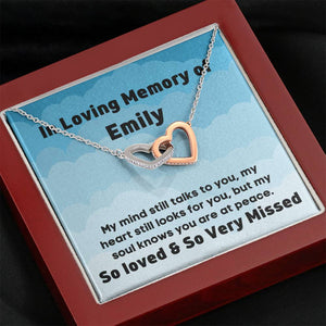 Personalized In Loving Memory of Sympathy Grief Two Heart Necklace