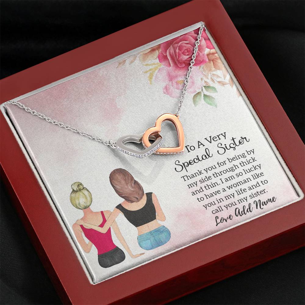 Personalised To A Very Special Sister Two Hearts Necklace