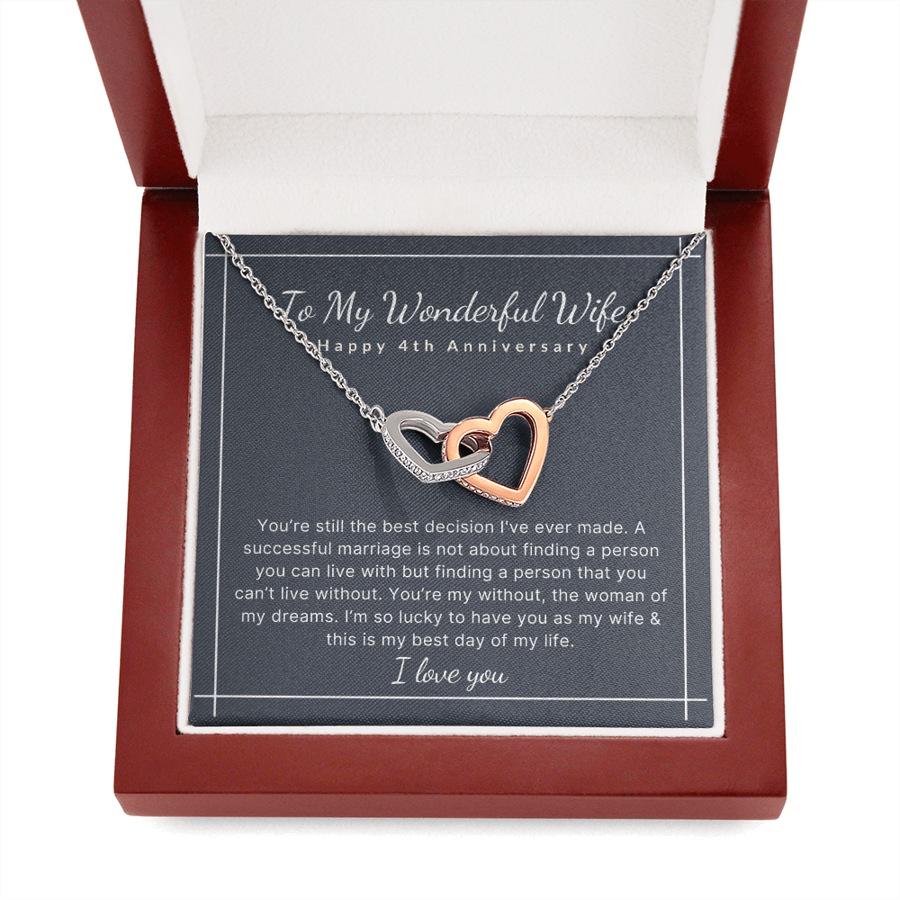 4th Year wedding anniversary heart necklace