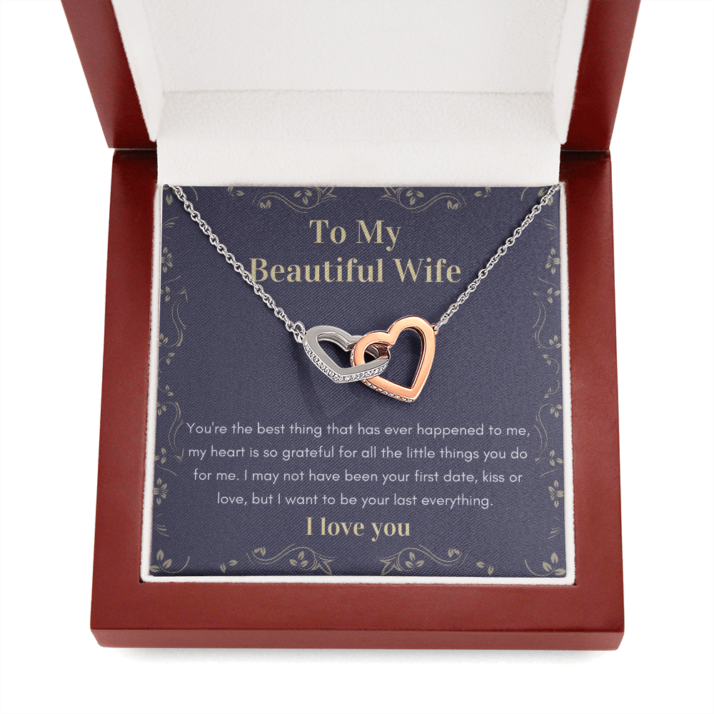 To My Beautiful Wife Christmas birthday Anniversary heart necklace gift