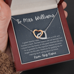 Personalized end of year gift for teacher heart necklace