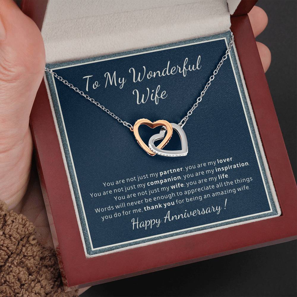Happy Anniversary heart necklace gift for Wife