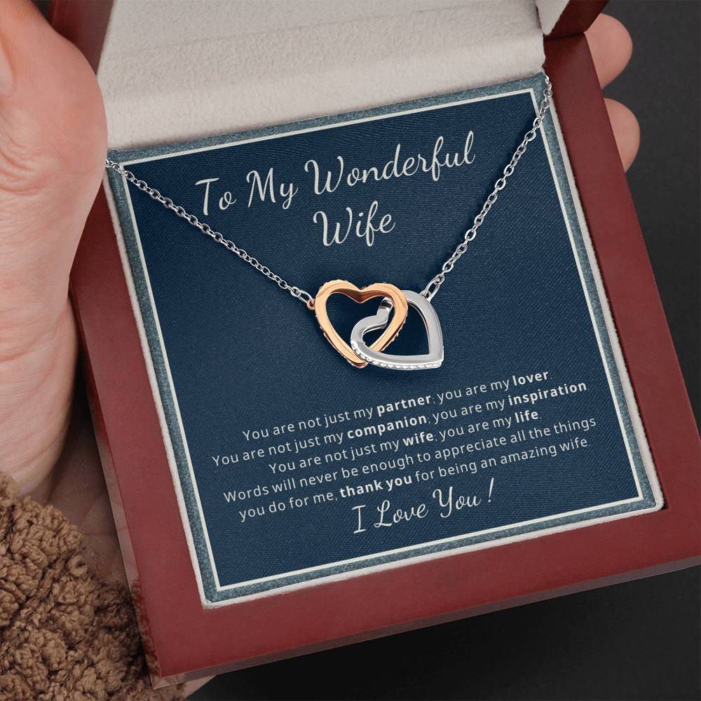 To My Wife Christmas Valentines day Birthday heart necklace gift