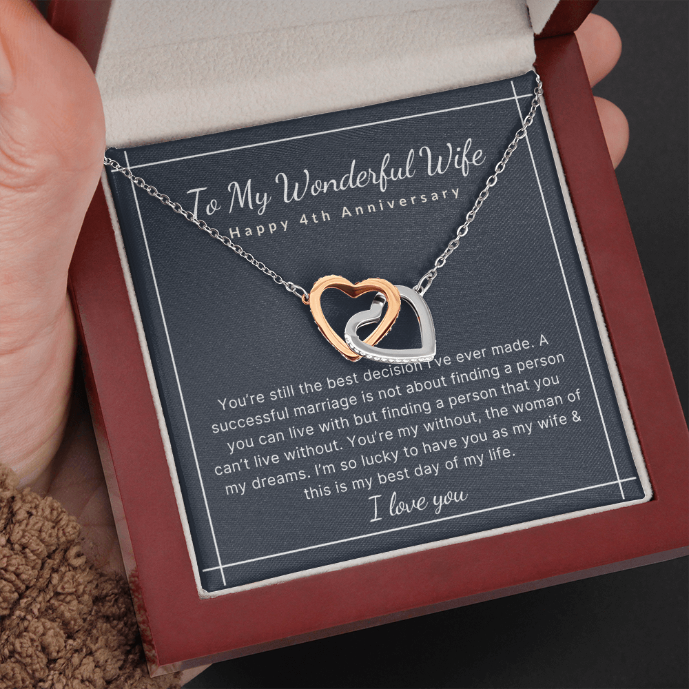 4th Year wedding anniversary heart necklace