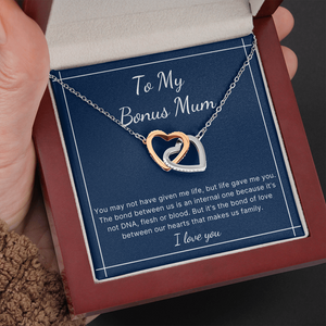 DNA did not make us family but love, Bonus Mum heart necklace gift