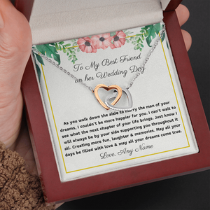 To my best friend on her wedding day interlocking heart necklace