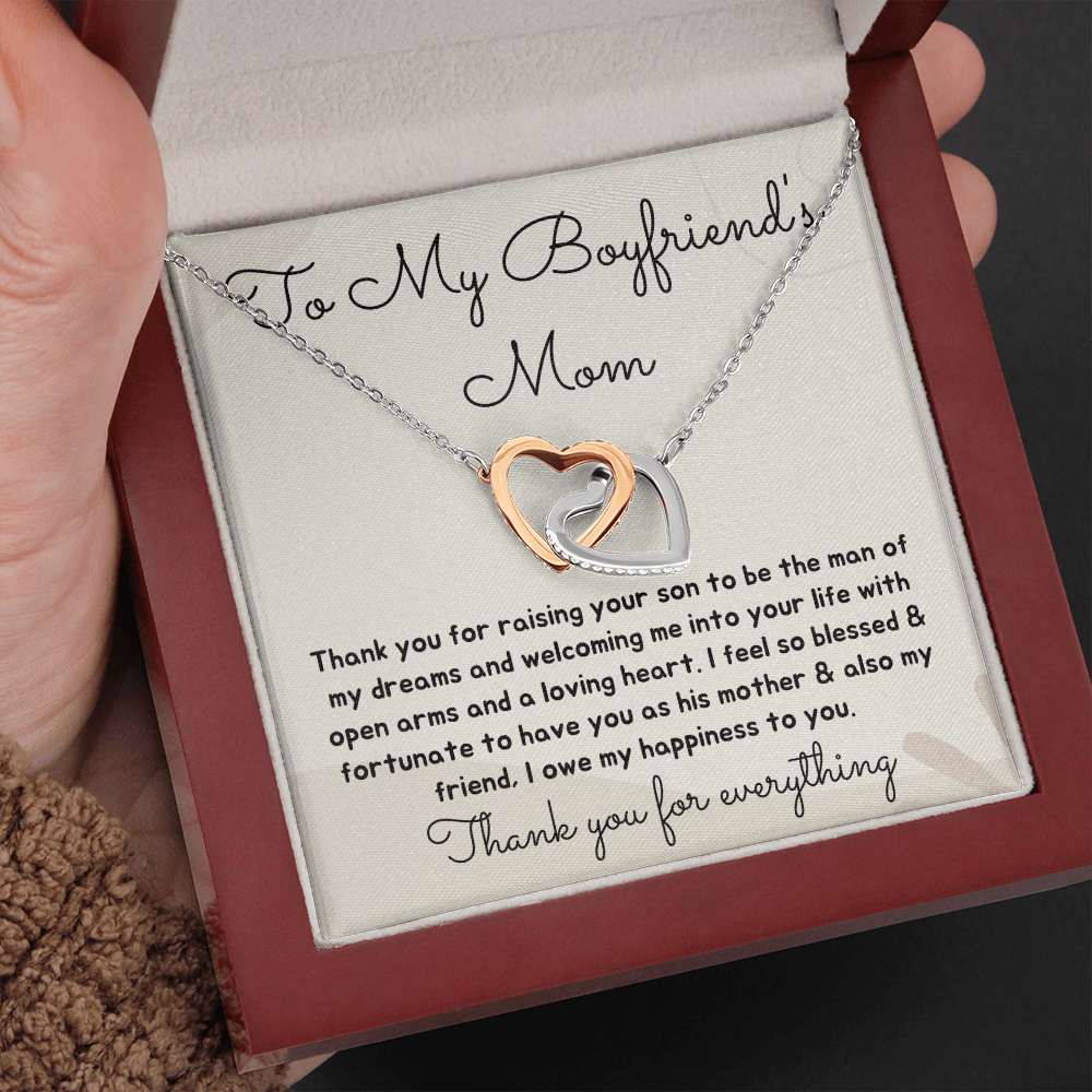 Interlocking heart necklace for My Boyfriend's Mom Mothers day gift