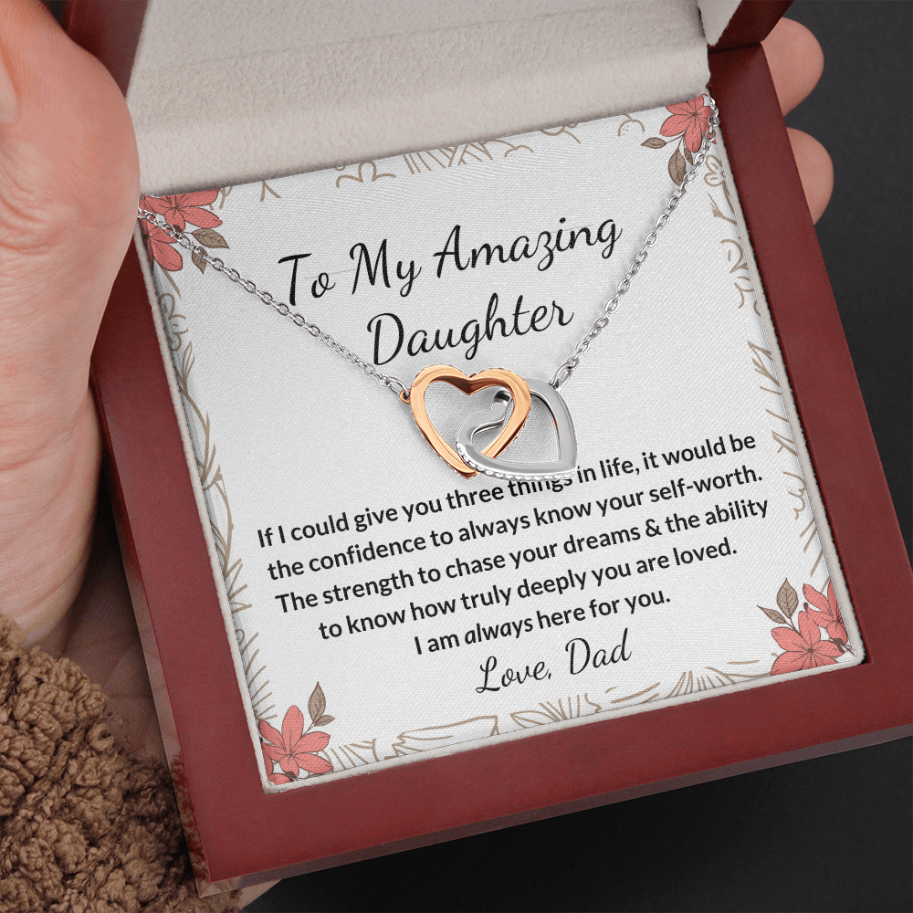 Daughter Dad heart necklace Christmas Birthday gift