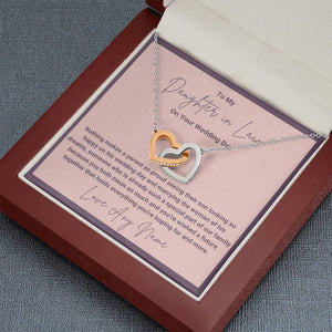 Personalized daughter in law wedding day interlocking heart necklace