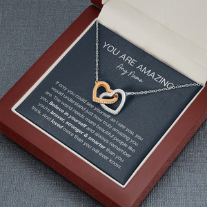 Personalized you're amazing interlocking heart necklace