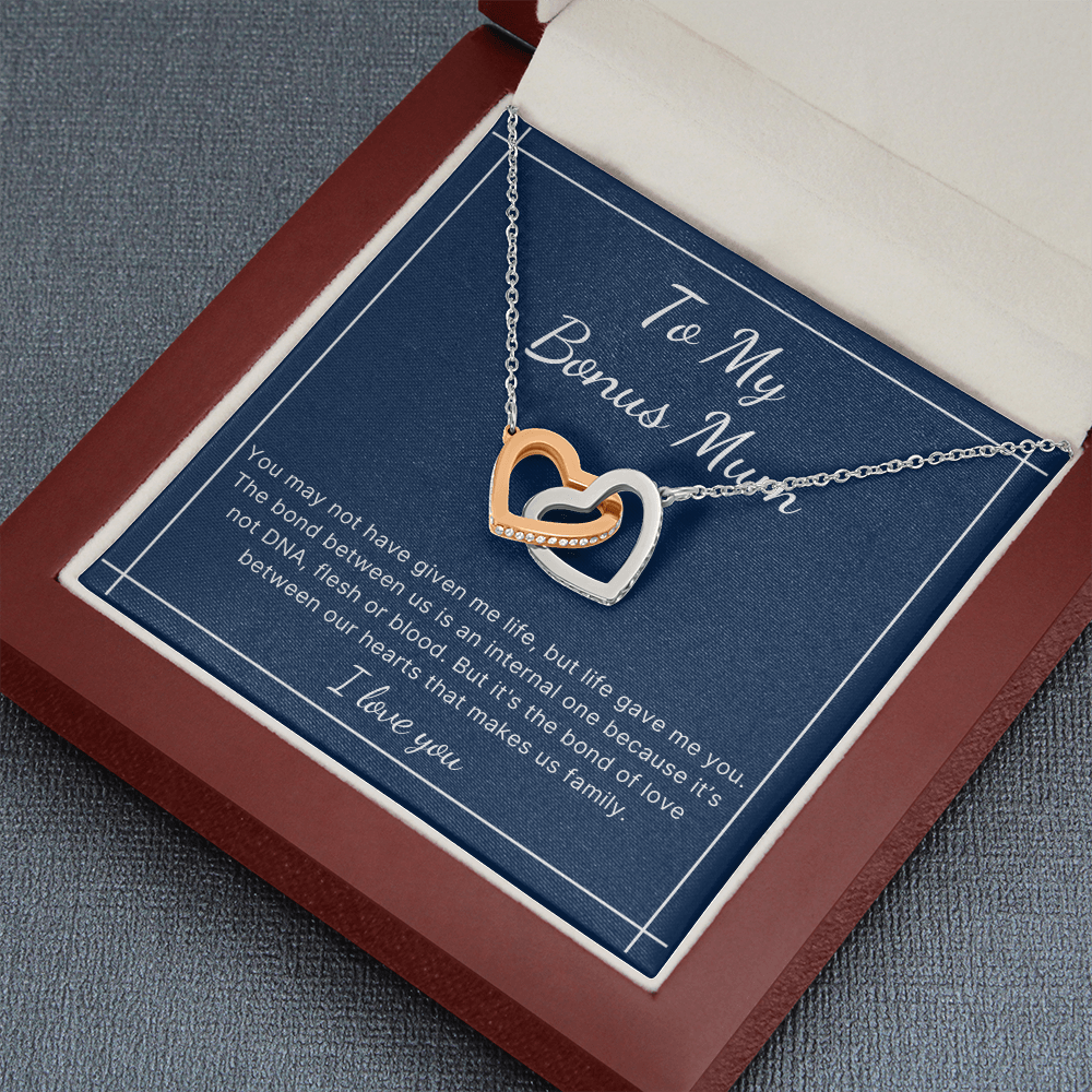 DNA did not make us family but love, Bonus Mum heart necklace gift