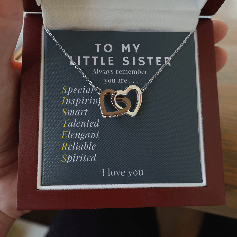 Little Sister Motivational heart necklace