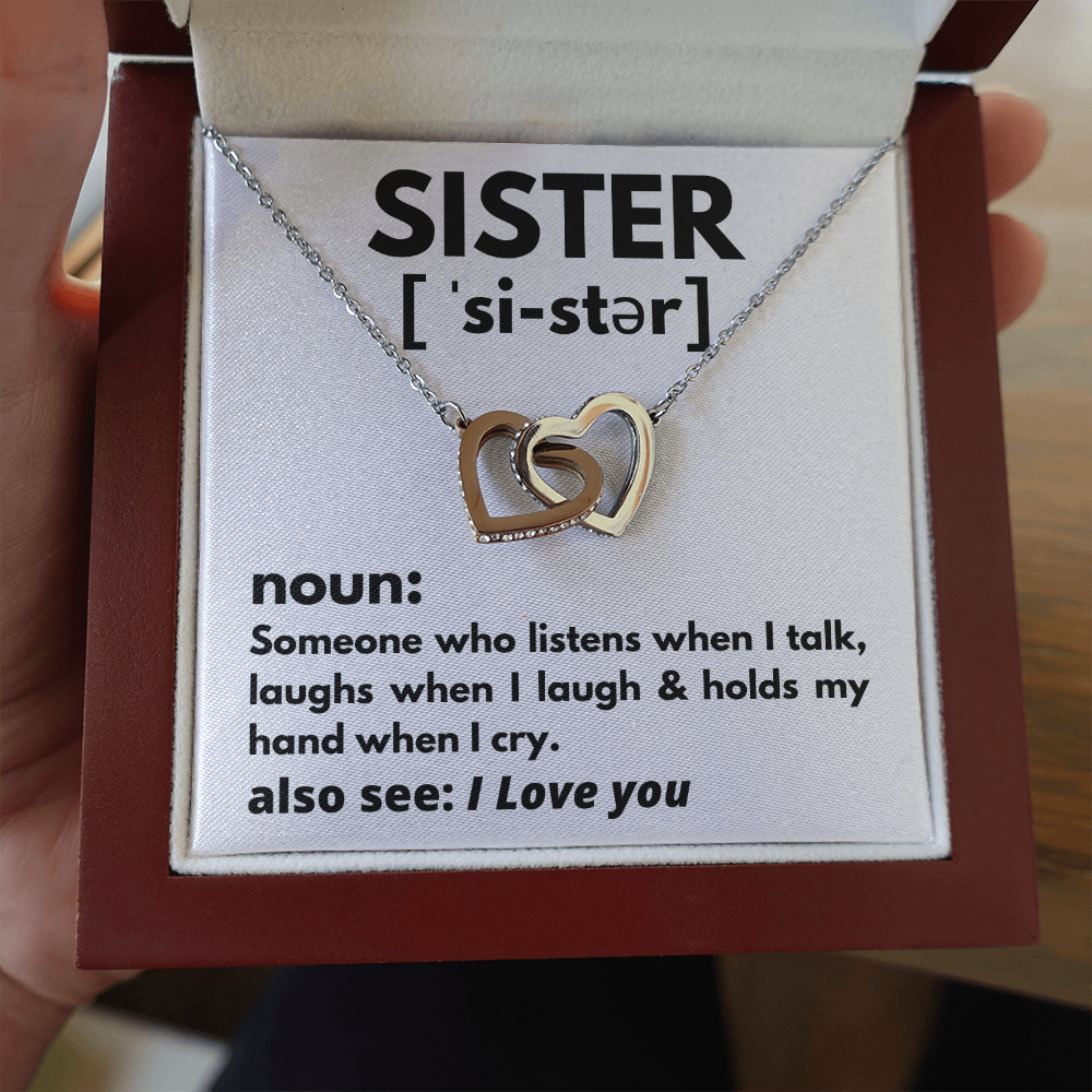 Sister noun quote heart necklace gift