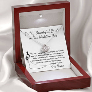 Personalized Groom to Bride Love Knot Necklace