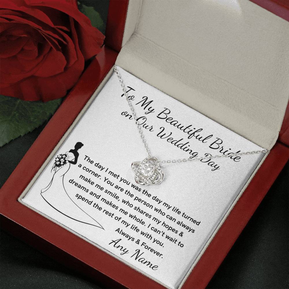 Personalized Groom to Bride Love Knot Necklace