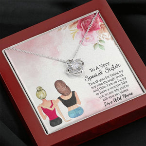 Personalised To a Very Special Sister Love Knot Necklace
