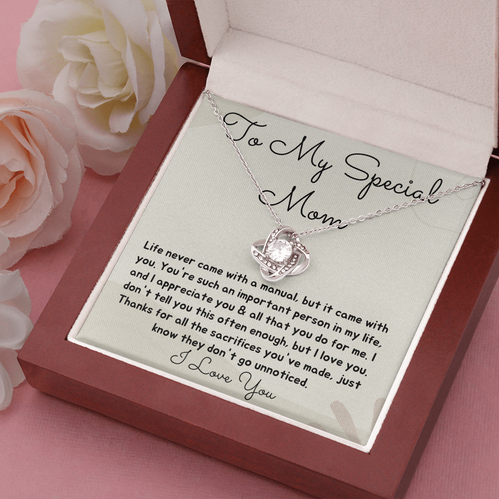 Love knot To My Special Mom Mothers Day necklace gift