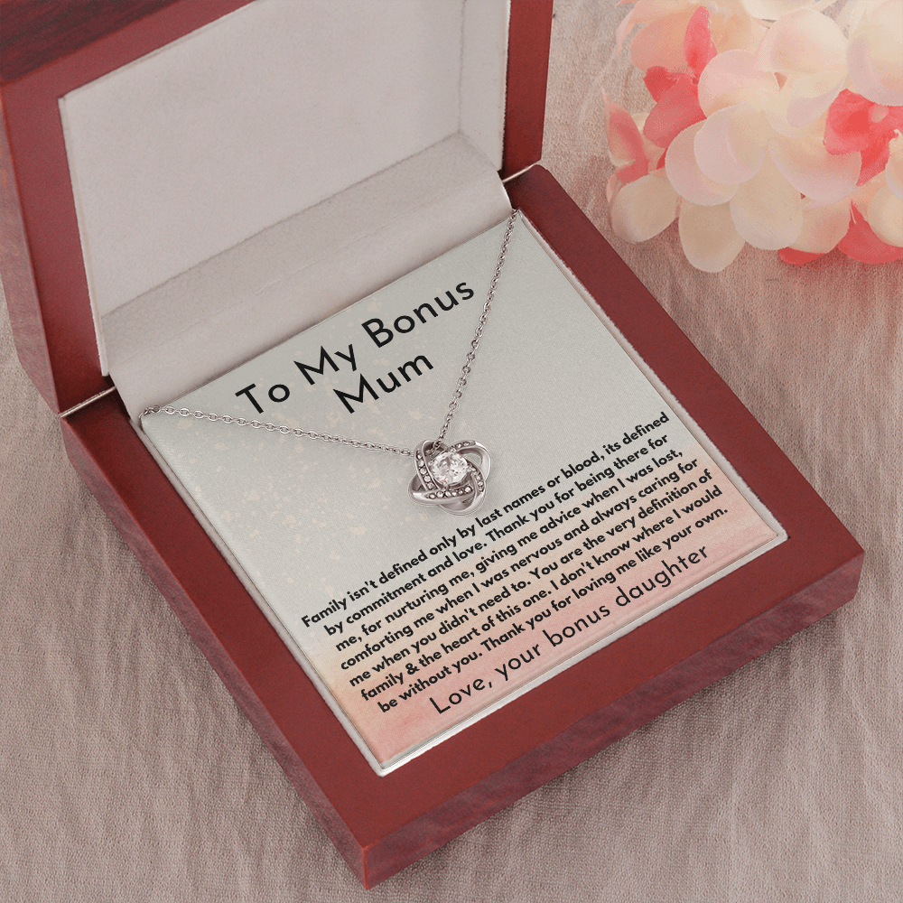 family is defined by love - love knot bonus mum necklace gift