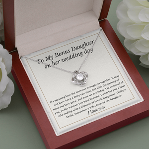Love knot bonus daughter wedding day necklace from mom dad